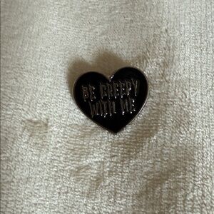 Black Heart Enamel Pin - "Be Creepy With Me"